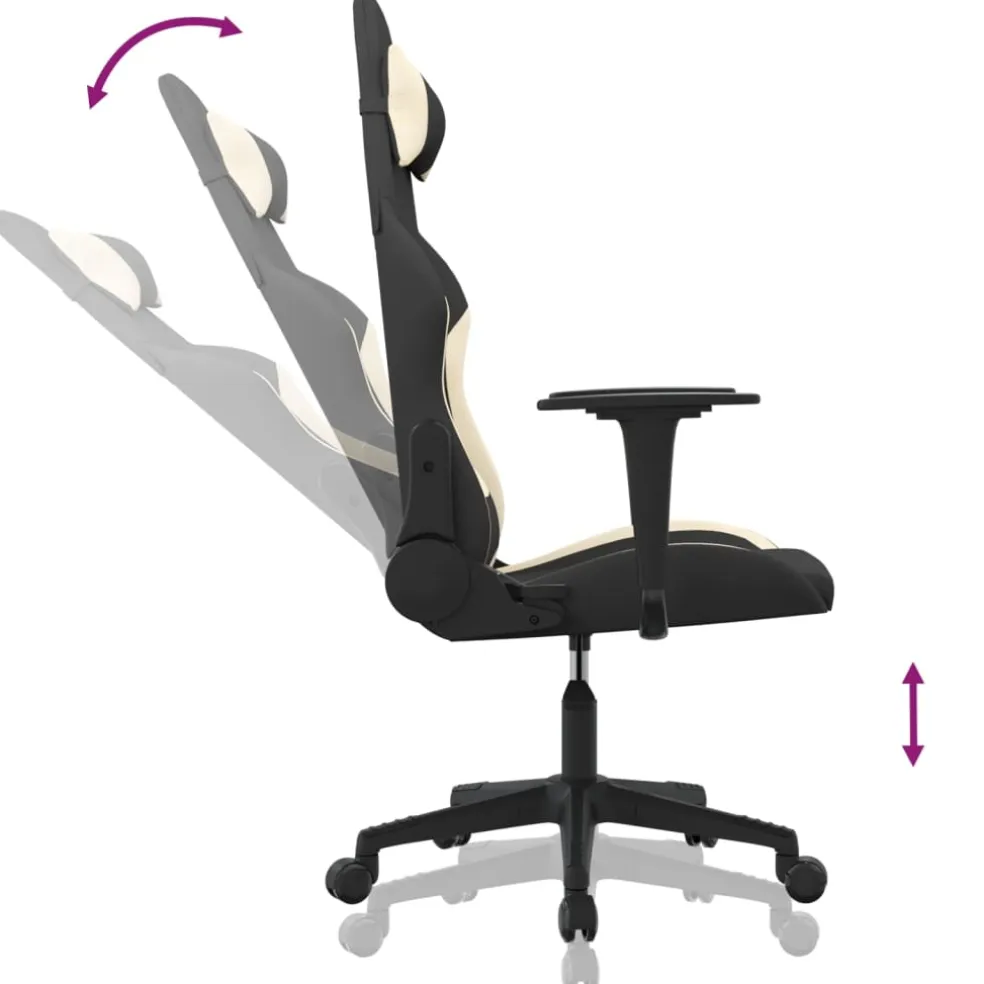 vidaXL Gamestoel stof zwart en crème