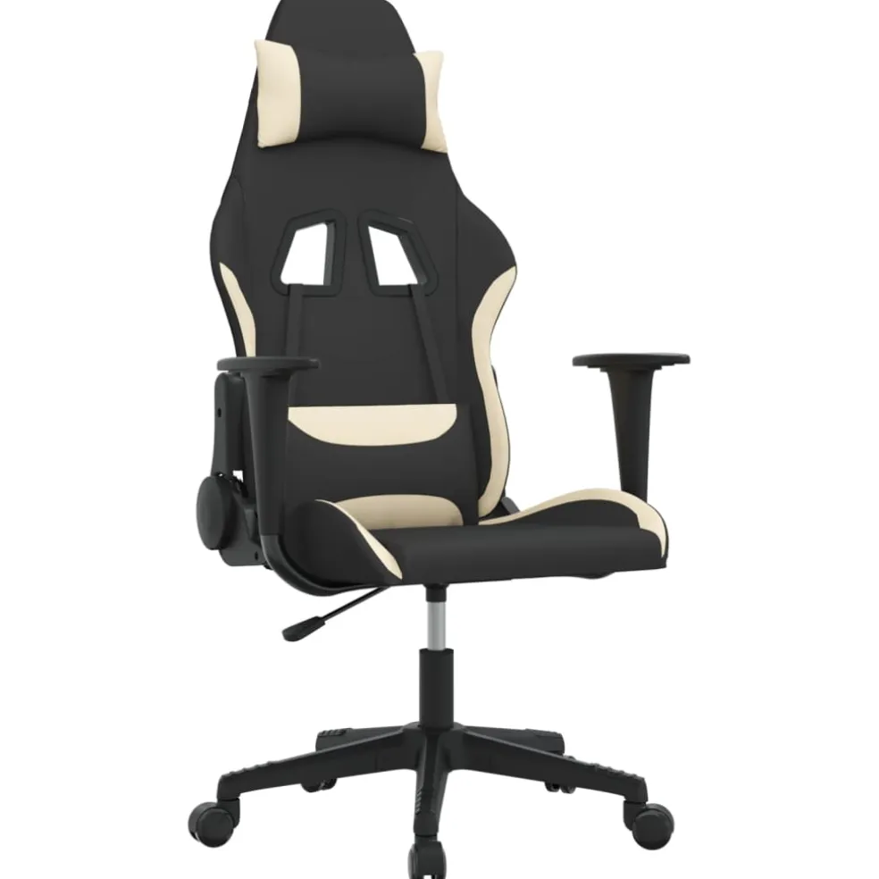 vidaXL Gamestoel stof zwart en crème