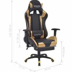 vidaXL Gaming Stoel Goud 70 x 71 x 136 cm Kunstleer