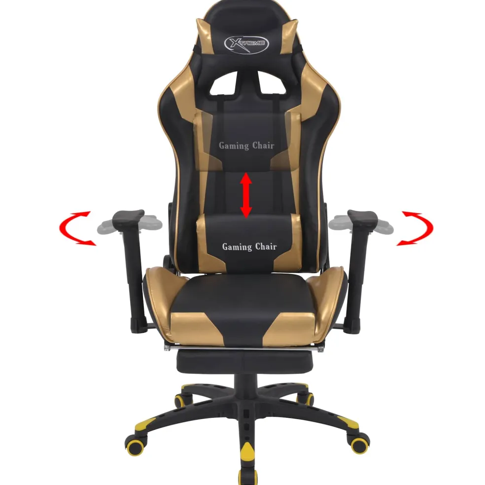 vidaXL Gaming Stoel Goud 70 x 71 x 136 cm Kunstleer