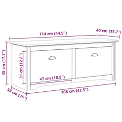 vidaXL Gangbank BODO 114x40x45 cm wit