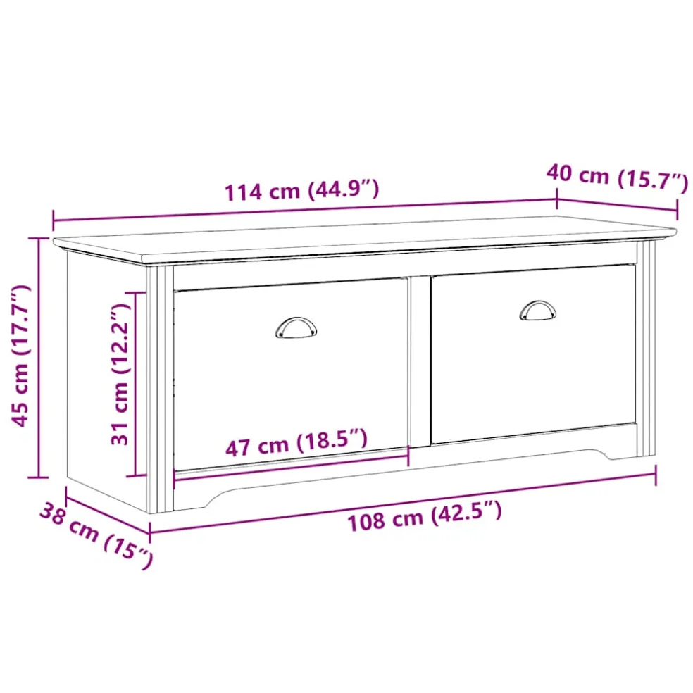 vidaXL Gangbank BODO 114x40x45 cm wit