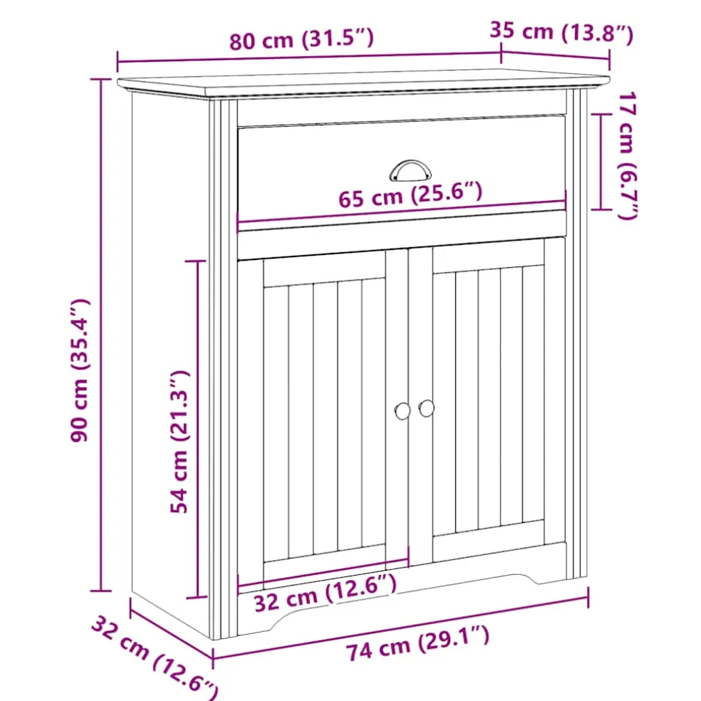 vidaXL Gangkast BODO 80x35x90 cm wit