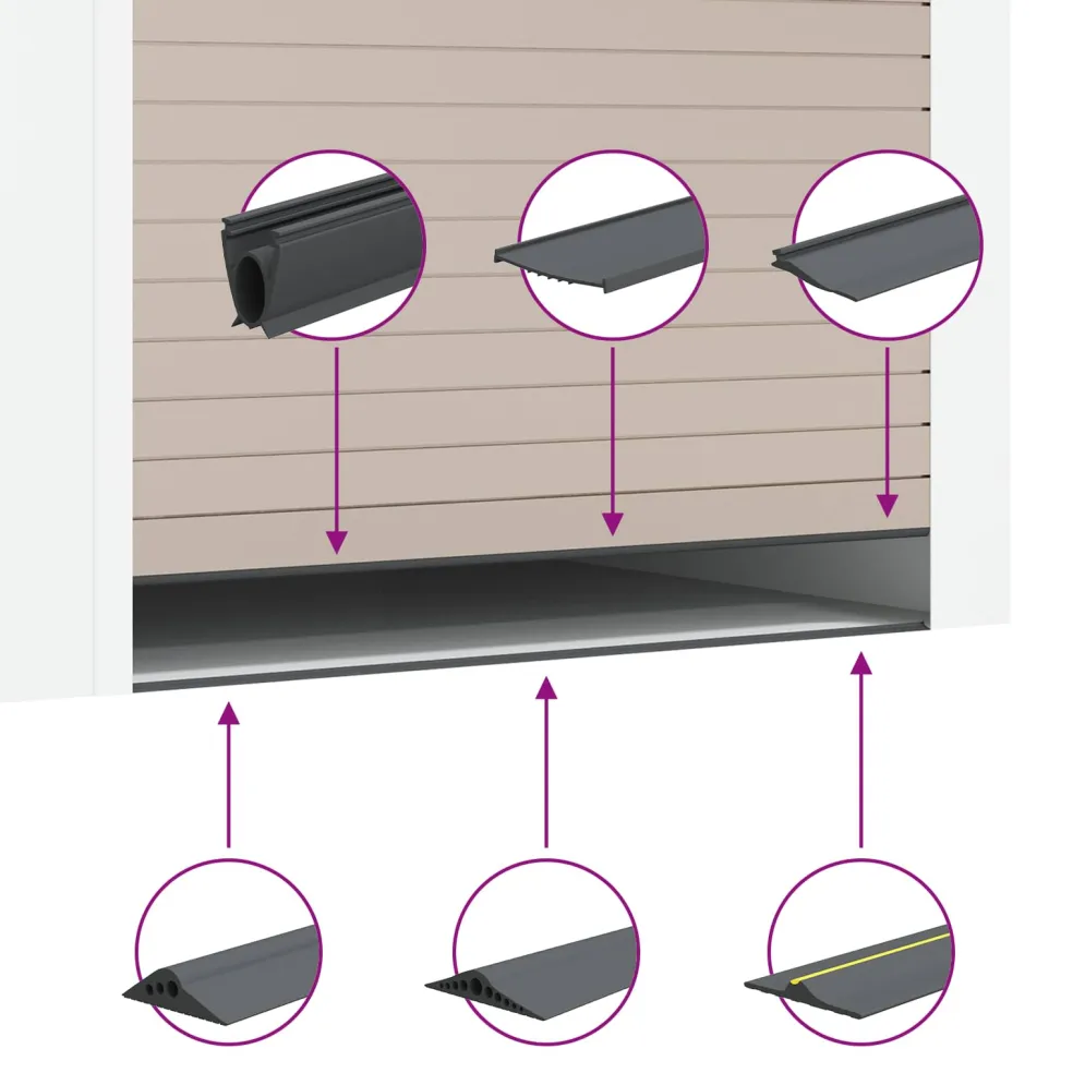 vidaXL Garage Deurafsluiting Zwart 52 x 2 mm 2,5 m PVC