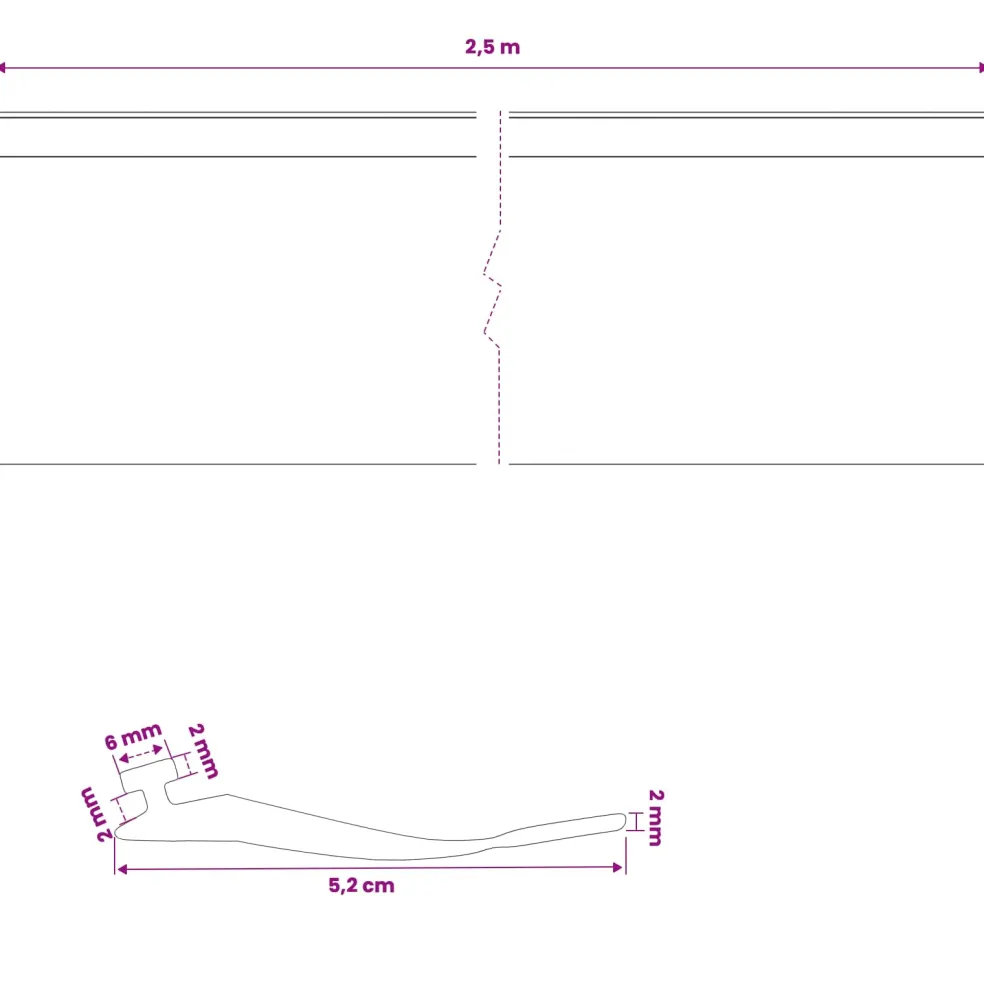 vidaXL Garage Deurafsluiting Zwart 52 x 2 mm 2,5 m PVC
