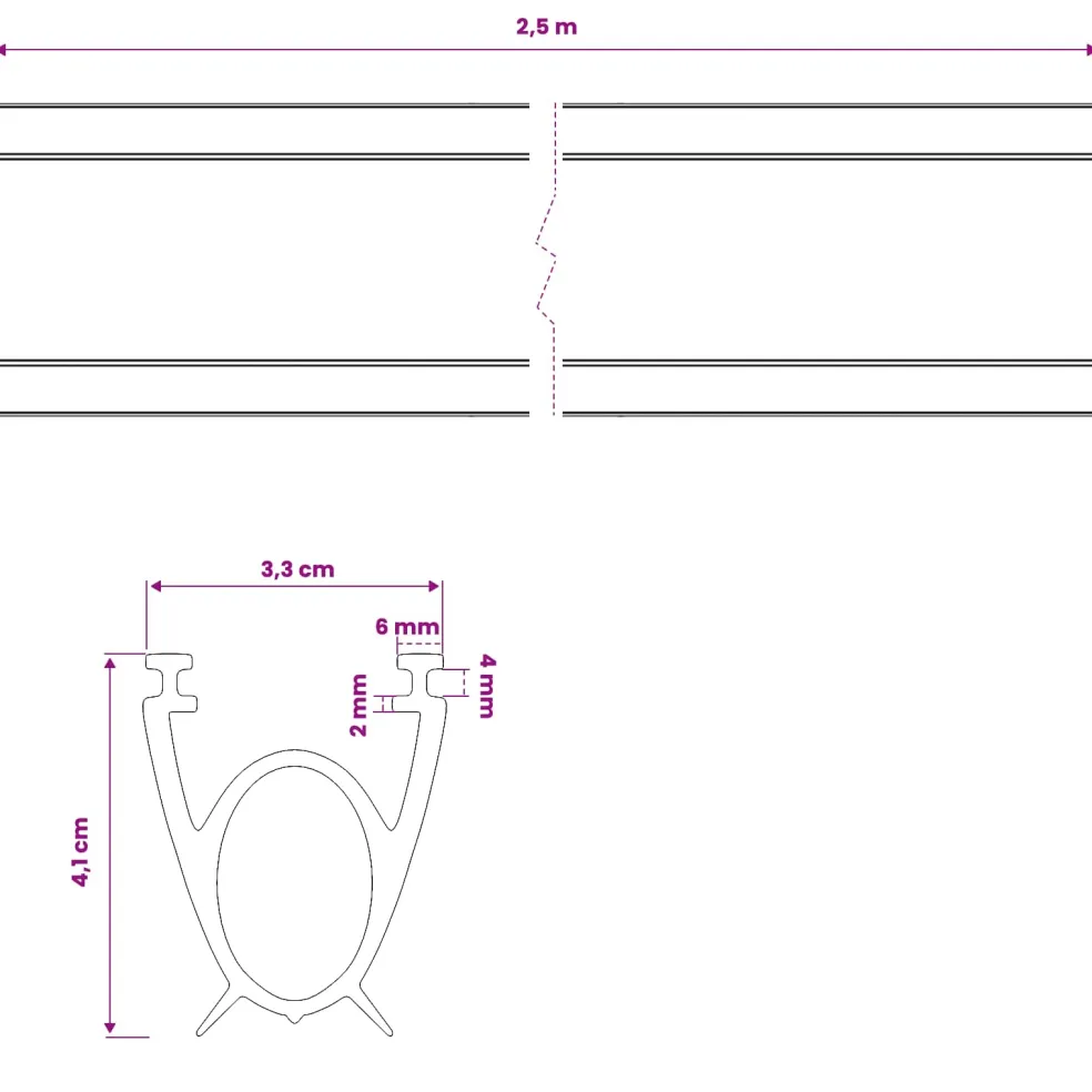 vidaXL Garage Deurafsluiting Zwart 41 x 33 mm 2,5 m PVC