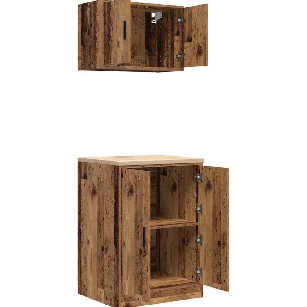 vidaXL Garagekasten 2 st bewerkt hout oud hout