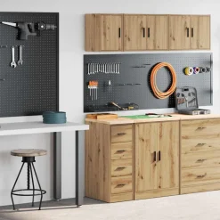 vidaXL Garagekasten 2 st bewerkt hout ambachtelijk eikenhout