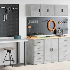 vidaXL Garagekasten 2 st bewerkt hout betongrijs