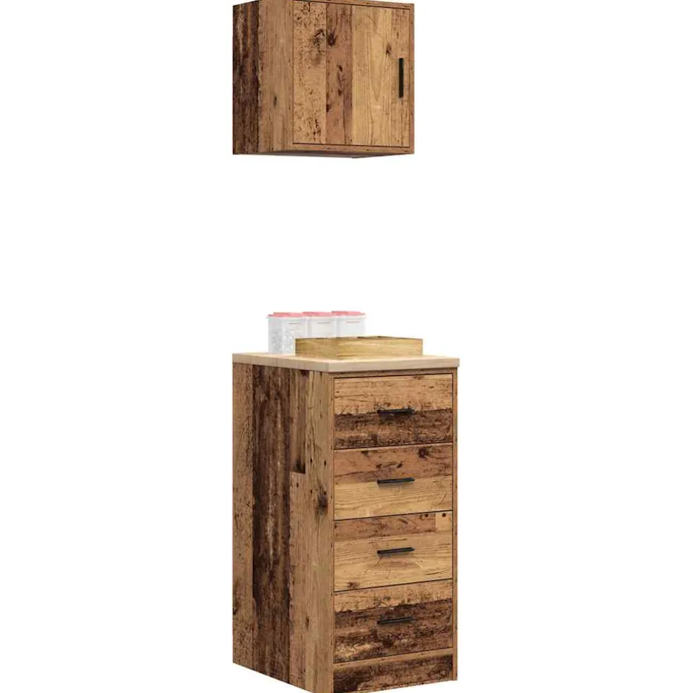 vidaXL Garagekasten 2 st bewerkt hout oud hout