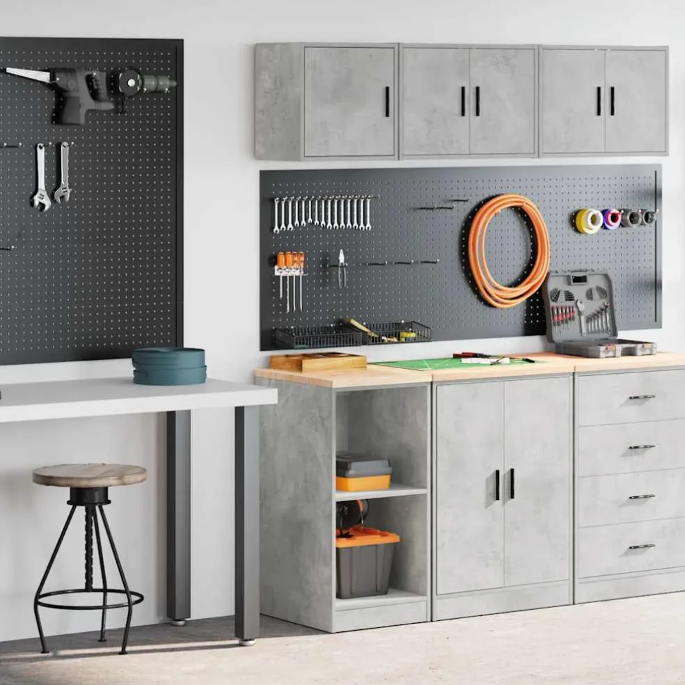 vidaXL Garagekasten 2 st bewerkt hout betongrijs