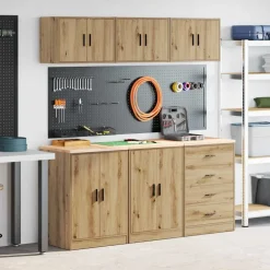 vidaXL Garagekasten 6 st bewerkt hout ambachtelijk eikenhout