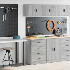 vidaXL Garagekasten 2 st bewerkt hout sonoma grijs