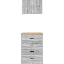 vidaXL Garagekasten 2 st bewerkt hout sonoma grijs