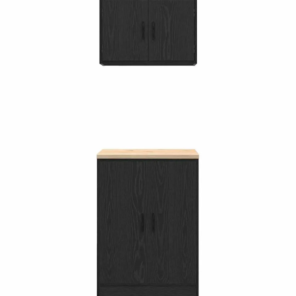 vidaXL Garagekasten 2 st spaanplaat zwart
