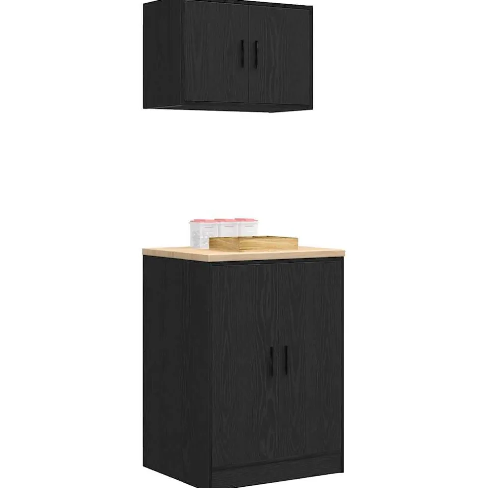 vidaXL Garagekasten 2 st spaanplaat zwart