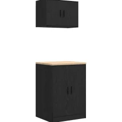 vidaXL Garagekasten 2 st spaanplaat zwart