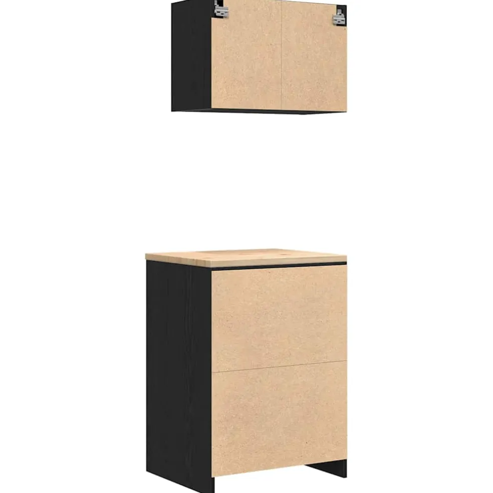 vidaXL Garagekasten 2 st spaanplaat zwart