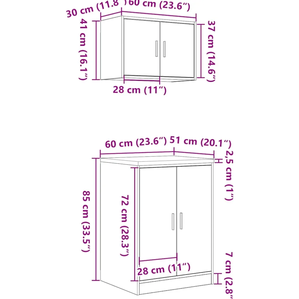 vidaXL Garagekasten 2 st spaanplaat zwart