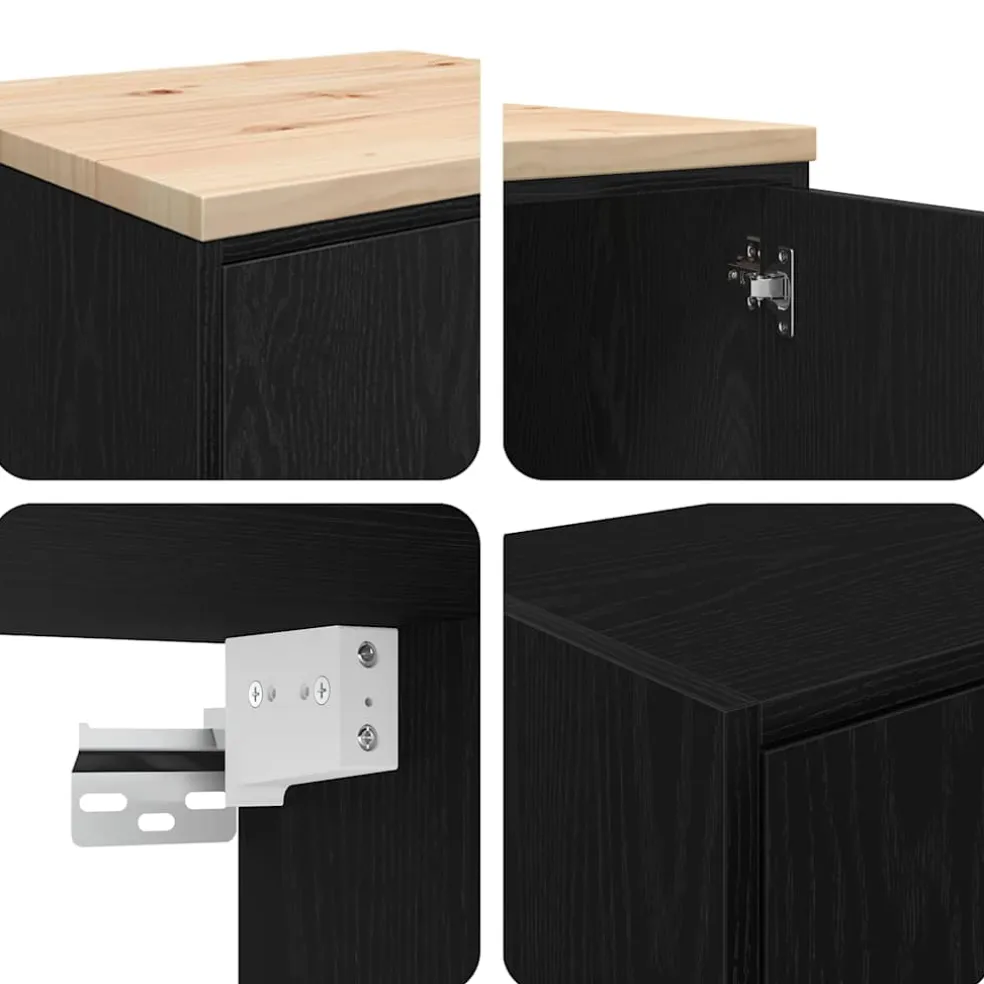 vidaXL Garagekasten 2 st spaanplaat zwart