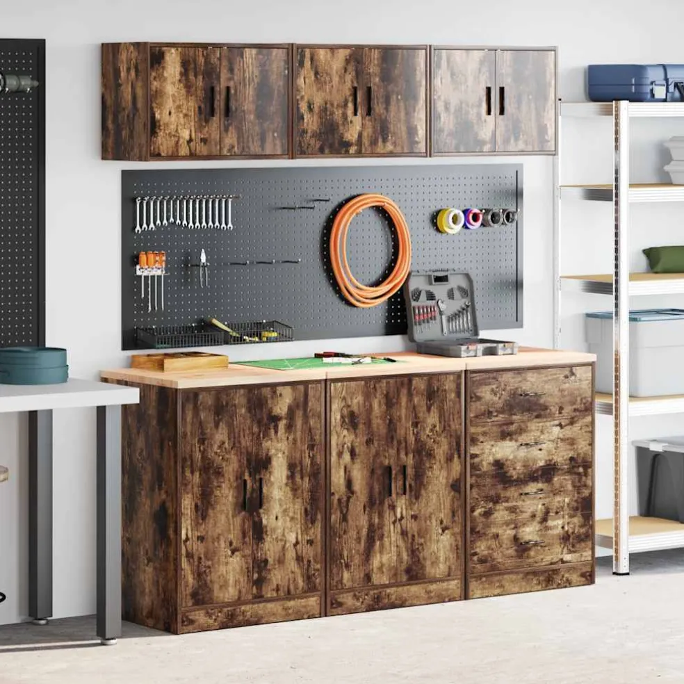 vidaXL Garagekasten 6 st Spaanplaat gerookt eiken