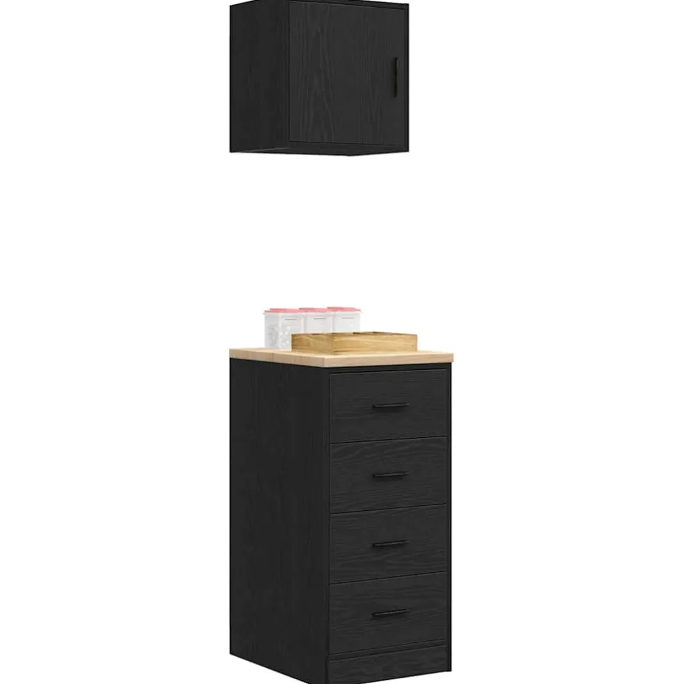 vidaXL Garagekasten 2 st spaanplaat zwart