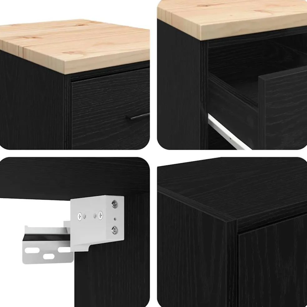 vidaXL Garagekasten 2 st spaanplaat zwart