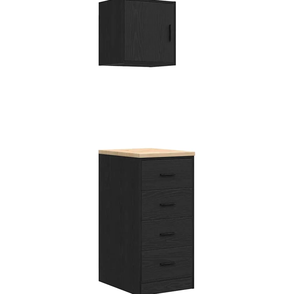 vidaXL Garagekasten 2 st spaanplaat zwart