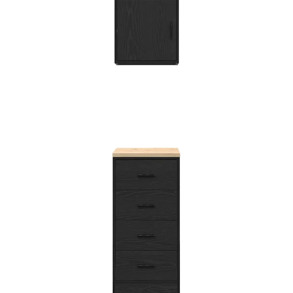 vidaXL Garagekasten 2 st spaanplaat zwart
