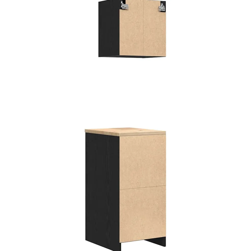 vidaXL Garagekasten 2 st spaanplaat zwart