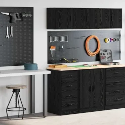 vidaXL Garagekasten 2 st spaanplaat zwart