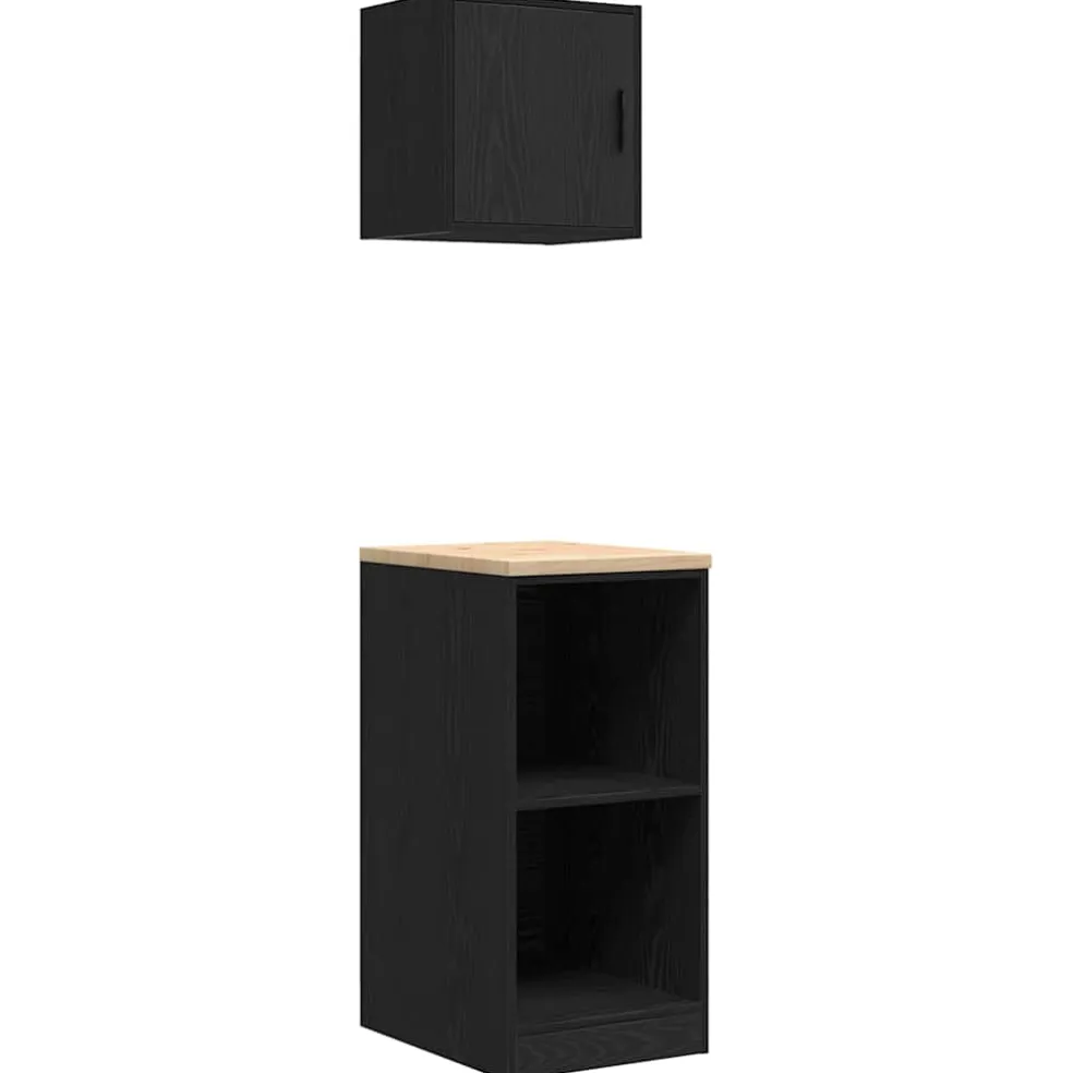 vidaXL Garagekasten 2 st spaanplaat zwart