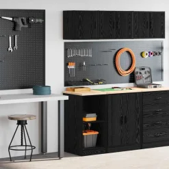 vidaXL Garagekasten 2 st spaanplaat zwart