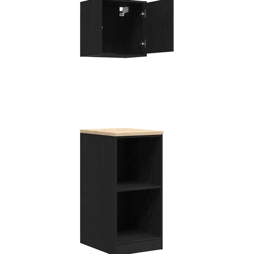 vidaXL Garagekasten 2 st spaanplaat zwart