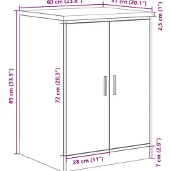 vidaXL Garagekast 60x51x85 cm massief grenenhout oud hout