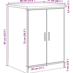 vidaXL Garagekast 60x51x85 cm massief grenenhout wit