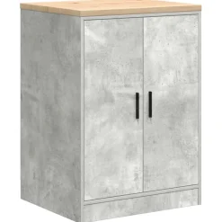 vidaXL Garagekast 60x51x85 cm massief grenenhout betongrijs