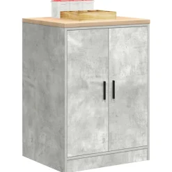 vidaXL Garagekast 60x51x85 cm massief grenenhout betongrijs