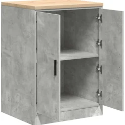 vidaXL Garagekast 60x51x85 cm massief grenenhout betongrijs