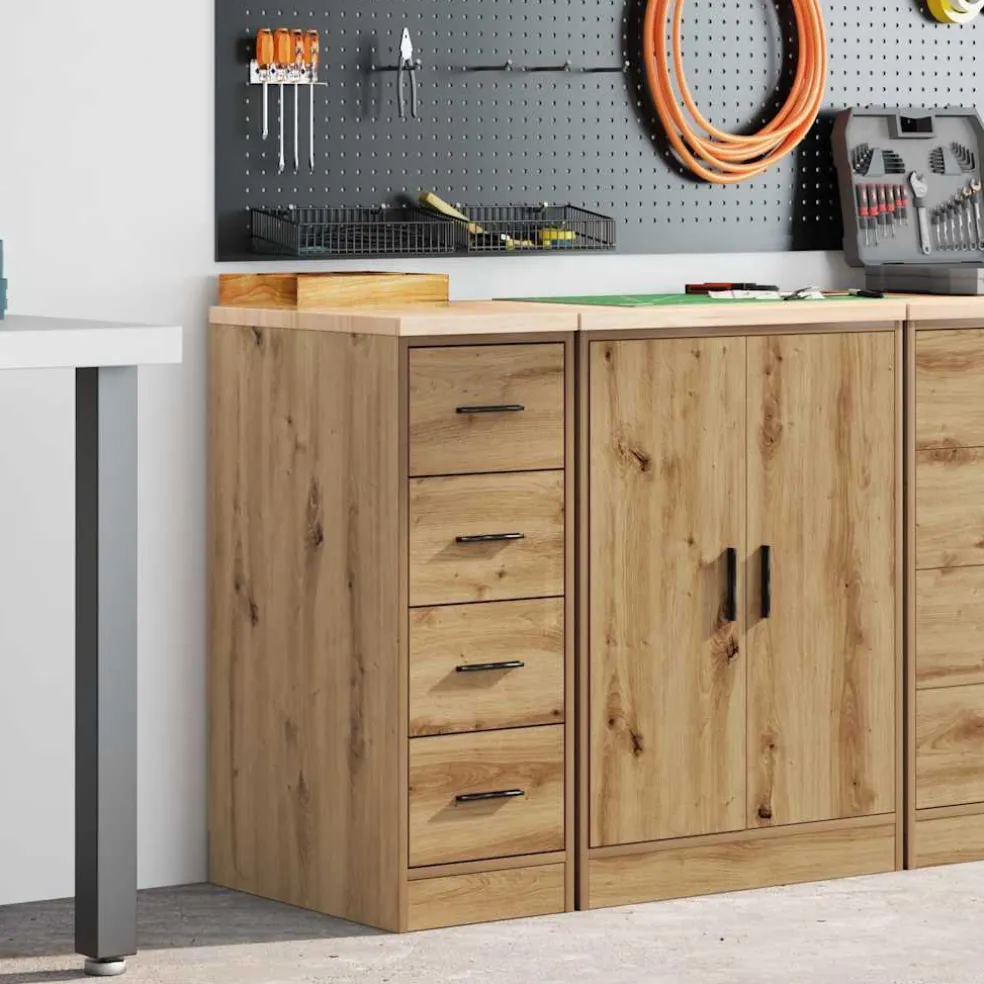 vidaXL Garagekast 60x51x85 cm massief grenenhout zwart
