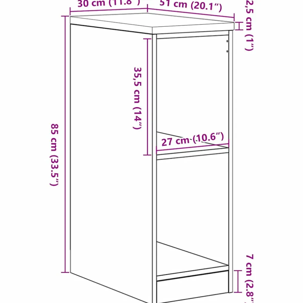 vidaXL Garagekast 30x51x85 cm massief grenenhout gerookt eiken