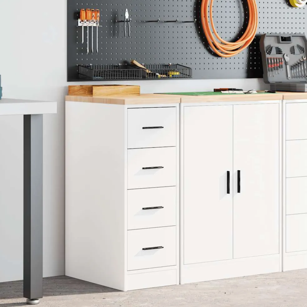 vidaXL Garagekast 30x51x85 cm massief grenenhout wit