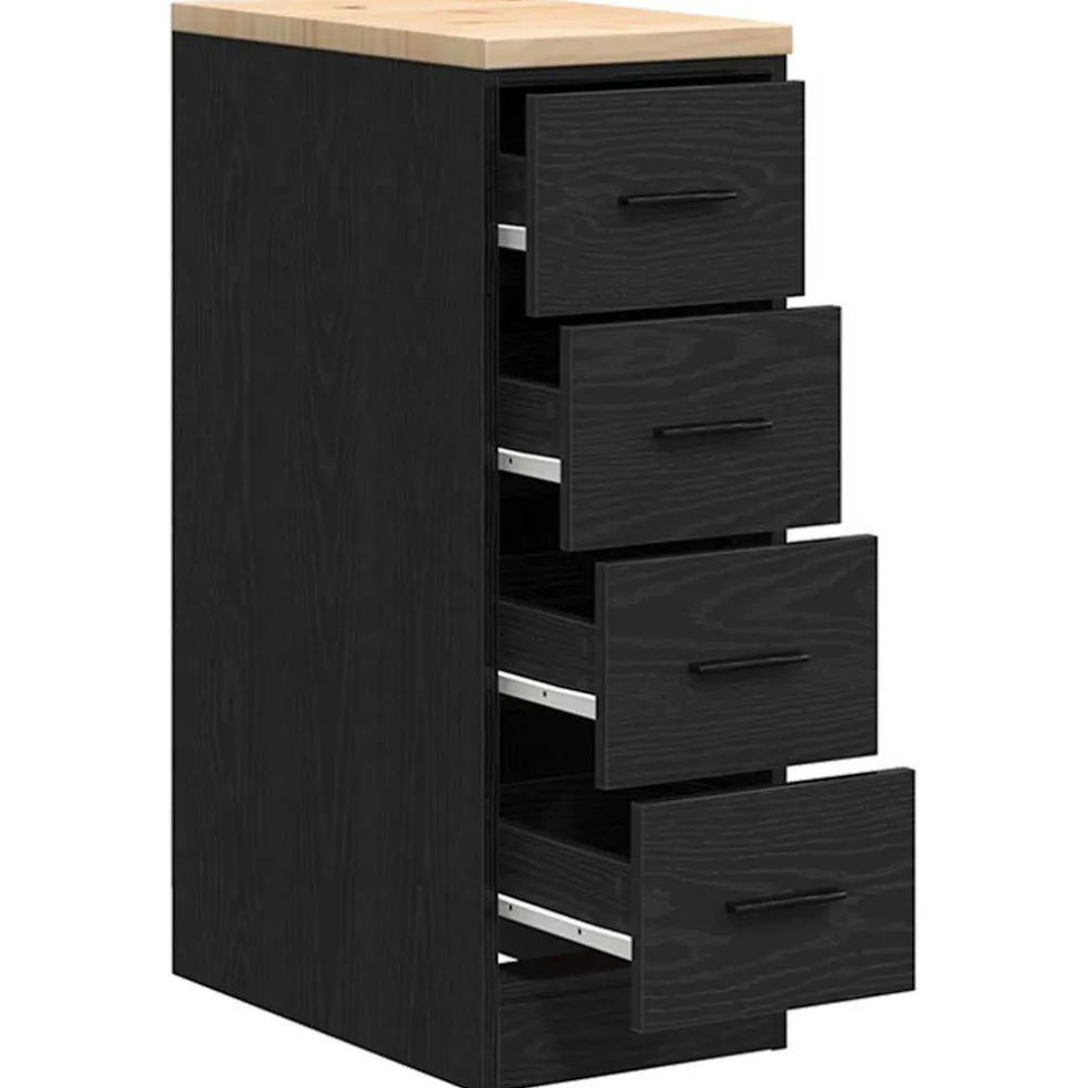 vidaXL Garagekast 30x51x85 cm massief grenenhout zwart