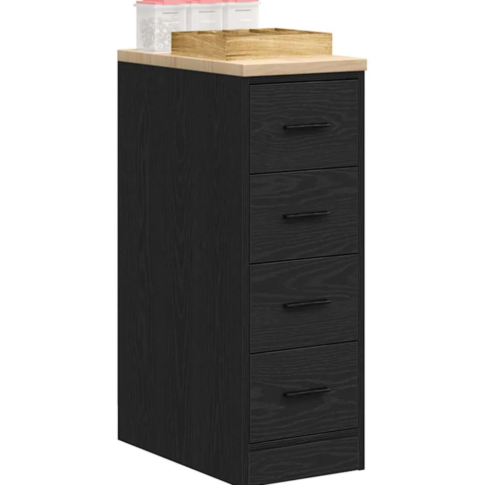 vidaXL Garagekast 30x51x85 cm massief grenenhout zwart