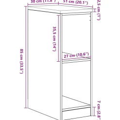 vidaXL Garagekast 30x51x85 cm massief grenenhout bruin eikenkleurig