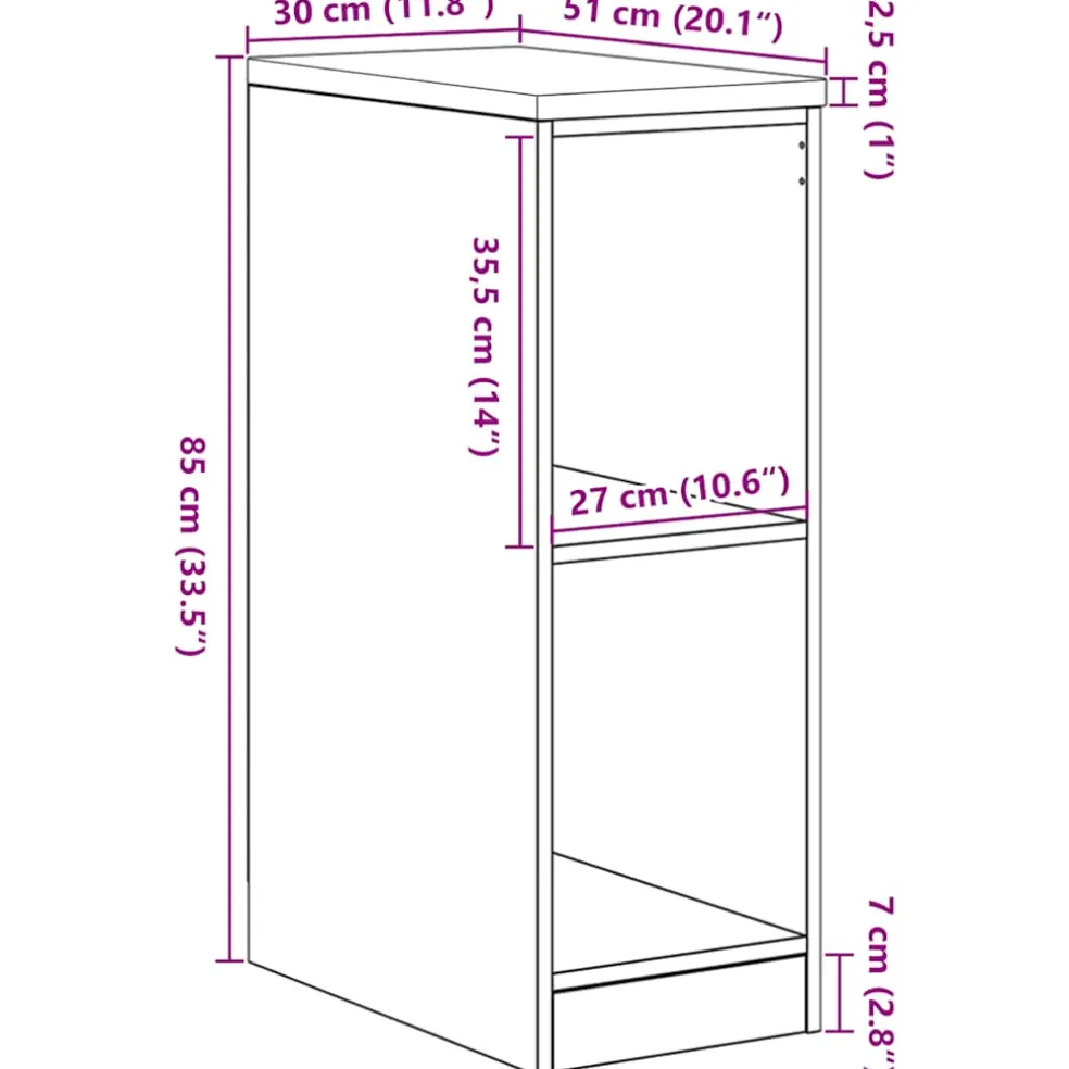 vidaXL Garagekast 30x51x85 cm massief grenenhout bruin eikenkleurig