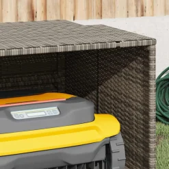 vidaXL Garage voor robotmaaier 86x90x52/57 cm poly rattan grijs