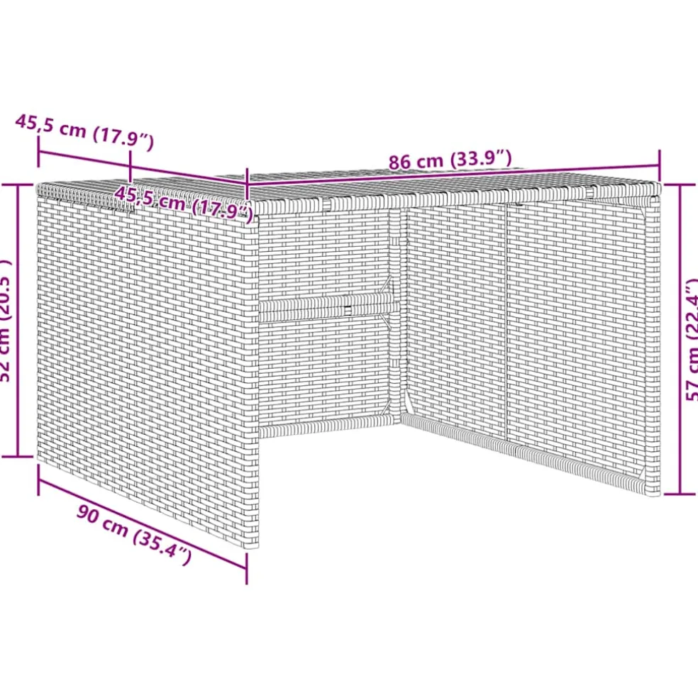 vidaXL Garage voor robotmaaier 86x90x52/57 cm poly rattan grijs