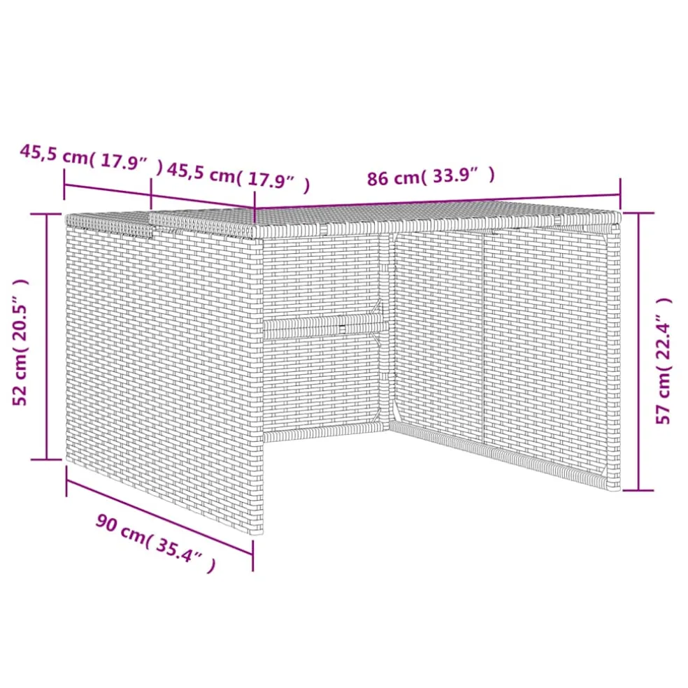 vidaXL Garage voor robotmaaier 86x90x52/57 cm poly rattan zwart