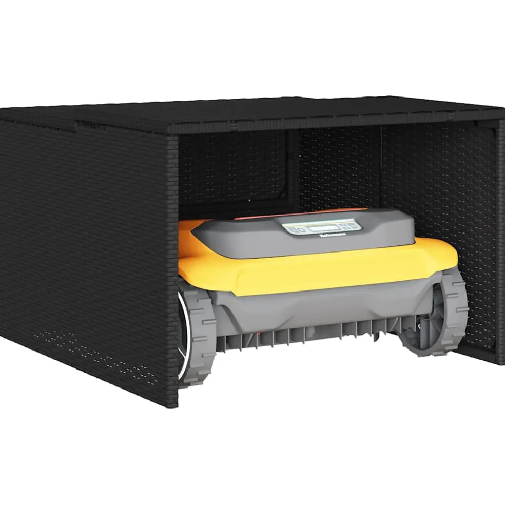 vidaXL Garage voor robotmaaier 86x90x52/57 cm poly rattan zwart